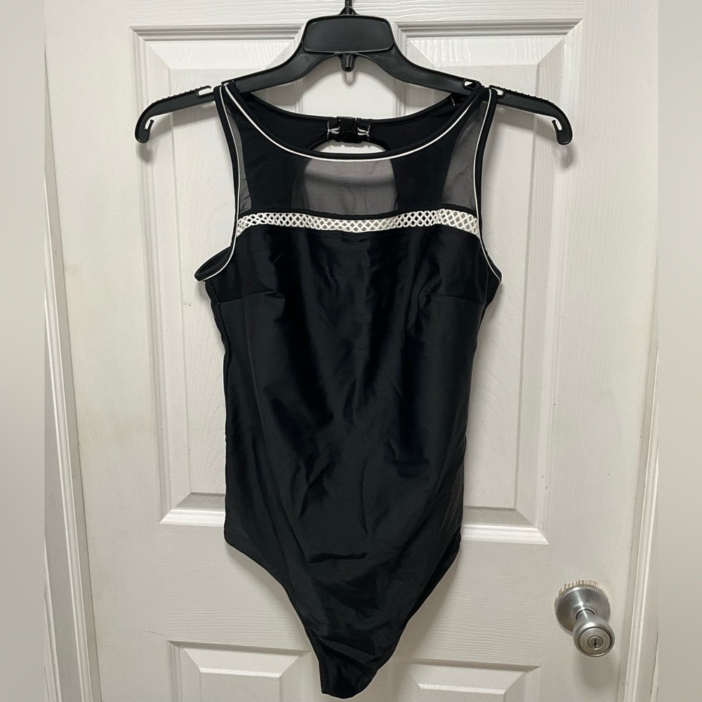 Christina Black Bathing Suit With Mesh Plus Size 18W